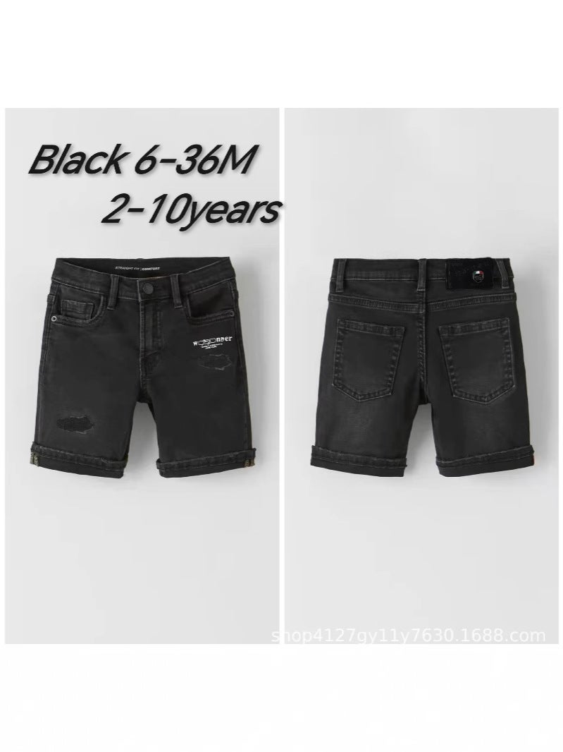 Spring And Winter New 2024 Boys Slim-Fit Black Jeans Loose Breathable Embroidered Skin-Friendly Trendy Brand All-Match Cotton Pants - Image 2