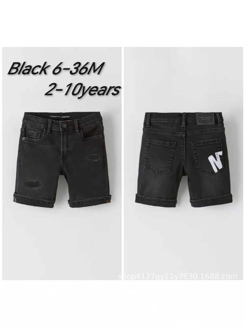 Spring And Winter New 2024 Boys Slim-Fit Black Jeans Loose Breathable Embroidered Skin-Friendly Trendy Brand All-Match Cotton Pants - Image 5