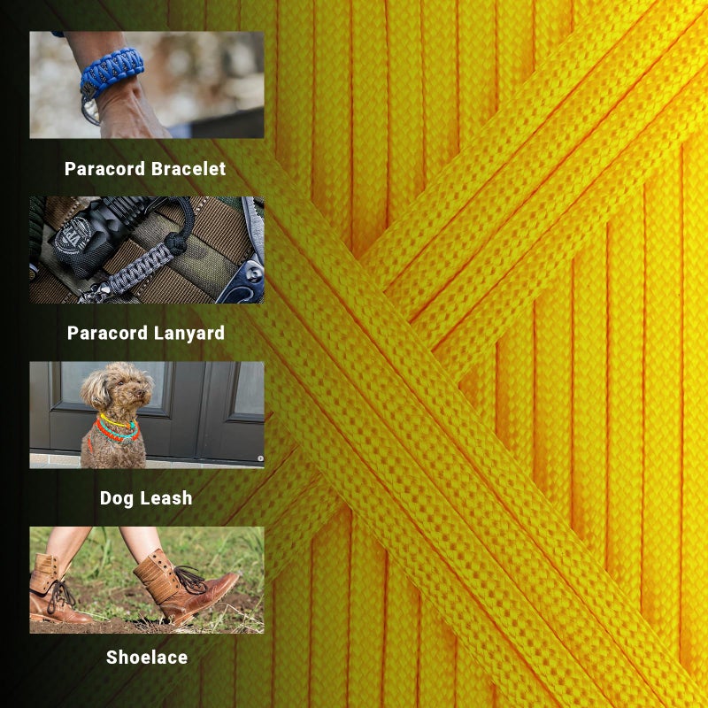 WEREWOLVES Paracord Rope, 7 Strand Type III Parachute Cord 4mm 100ft / 200ft for Crafting, DIY Projects, Survival Bracelets (Yellow, 100 ft) - Image 3