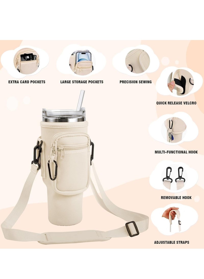 General Water Bottle Holder With Strap for Stanley 40 oz Tumbler With Handle, With Cell Phone Pocket and Adjustable Shoulder Strap Tumbler Accessories for Stanley - Water Bottle Sleeve For Outdoors  - Image 2