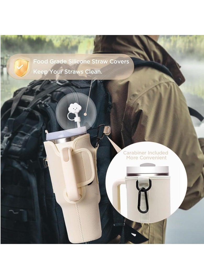 General Water Bottle Holder With Strap for Stanley 40 oz Tumbler With Handle, With Cell Phone Pocket and Adjustable Shoulder Strap Tumbler Accessories for Stanley - Water Bottle Sleeve For Outdoors  - Image 3