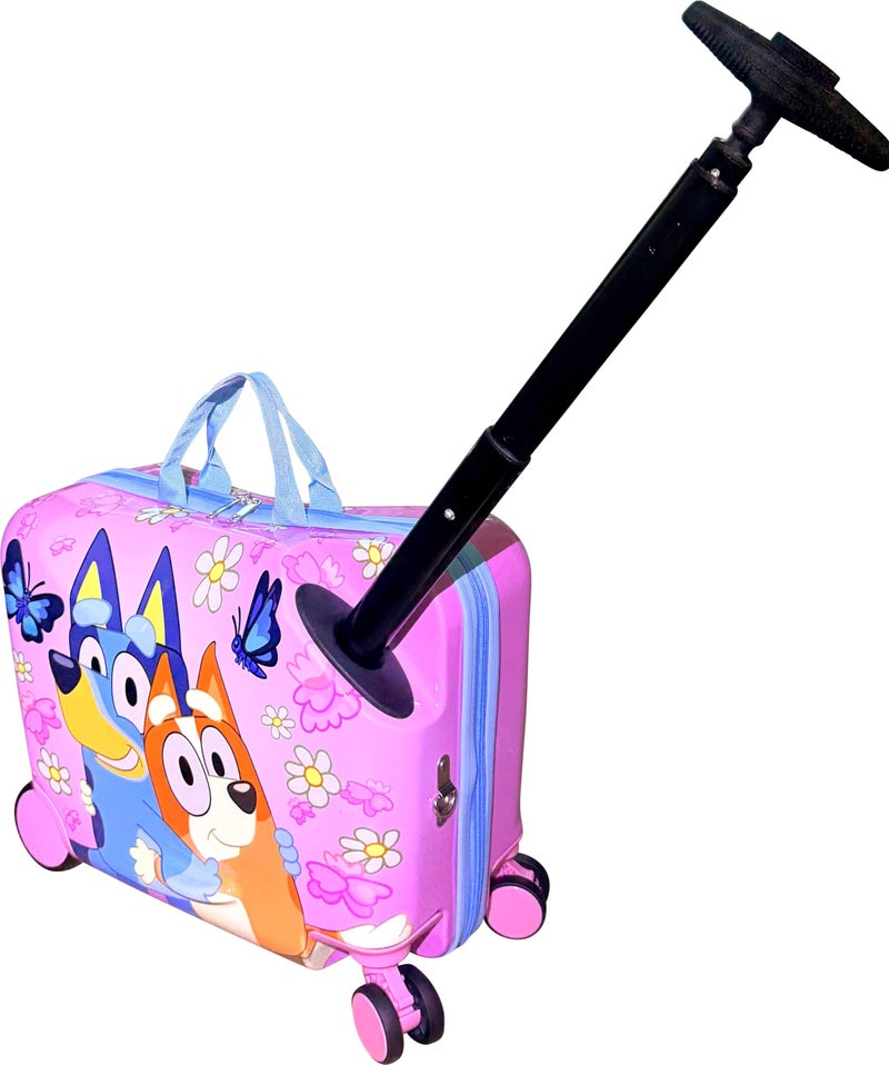 Fast Forward Ride-On 18" Suitcase For Kids/Tow-Along Toddler Carry-On Luggage With Wheels (Bluey Girls) - Image 4
