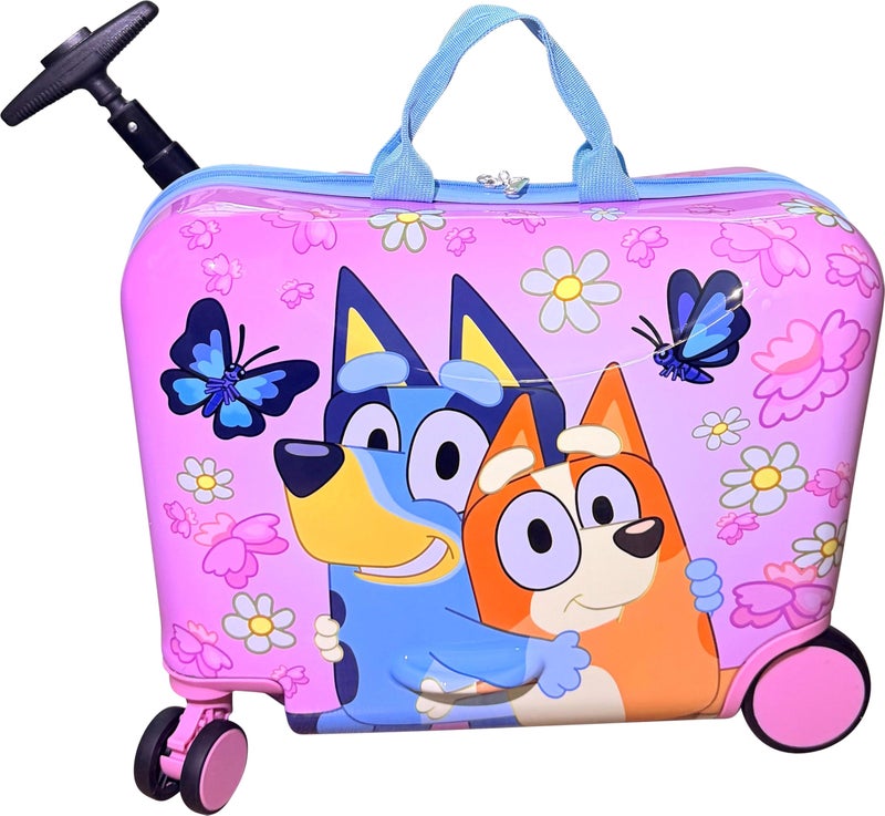 Fast Forward Ride-On 18" Suitcase For Kids/Tow-Along Toddler Carry-On Luggage With Wheels (Bluey Girls) - Image 1
