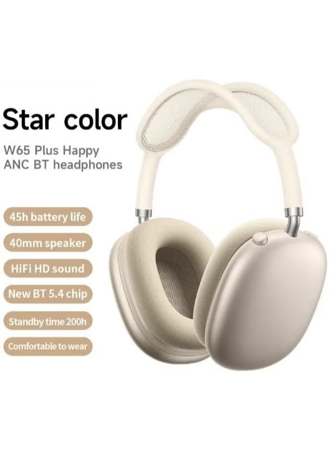 هوكو سماعات رأس W65 Plus ANC لتقليل الضوضاء بتقنية البلوتوث فوق الأذن لاسلكية كبيرة الحجم مع صوت عالي الدقة وسماعات رأس رياضية مع زر - لون النجوم. - Image 3