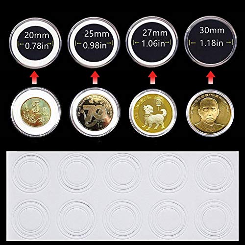 AITIME 100 Pieces 30mm Coin Holder Capsules for Dime,Cent,Nickel, Quarter,Small Dollar,6 Sizes EVA Protect Gasket,Round Plastic Coin Case with Storage Organizer Box for Coin Collection Supplies - Image 3