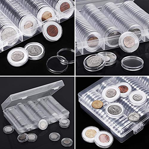 AITIME 100 Pieces 30mm Coin Holder Capsules for Dime,Cent,Nickel, Quarter,Small Dollar,6 Sizes EVA Protect Gasket,Round Plastic Coin Case with Storage Organizer Box for Coin Collection Supplies - Image 4