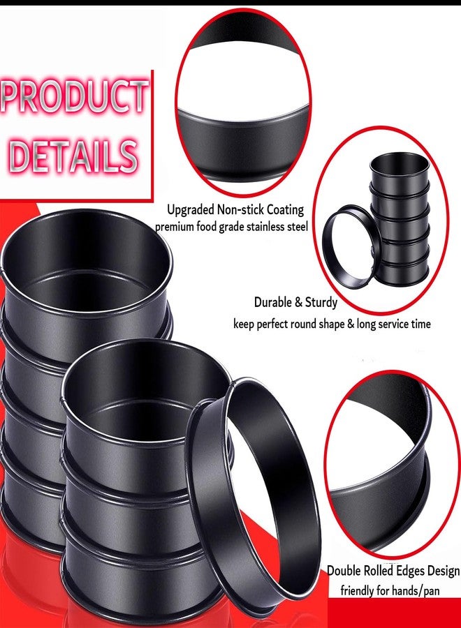 DATANYA 12Packs Crumpet Rings NONSTICK English Muffin Ring 4 Inch - Stainless Steel Double Rolled Tart Rings Round Metal Cookie Pastry Ring Molds for Baking Cooking - Image 3