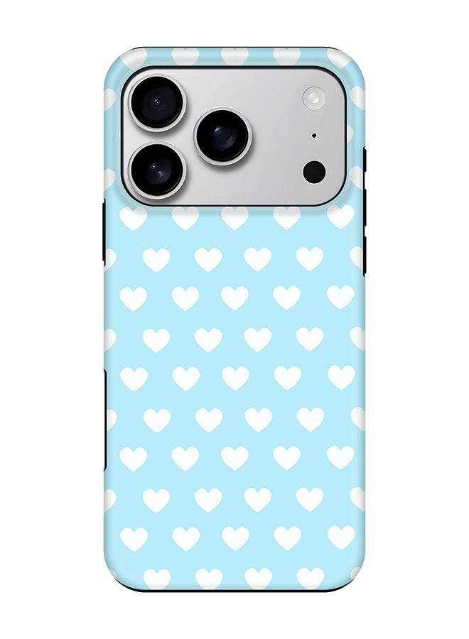 Stylizedd Tough Pro Magnetic Case for iPhone 17 Pro, Dual Layer hybrid PC + TPU Mobile Cover Matte - Baby Blue Hearts