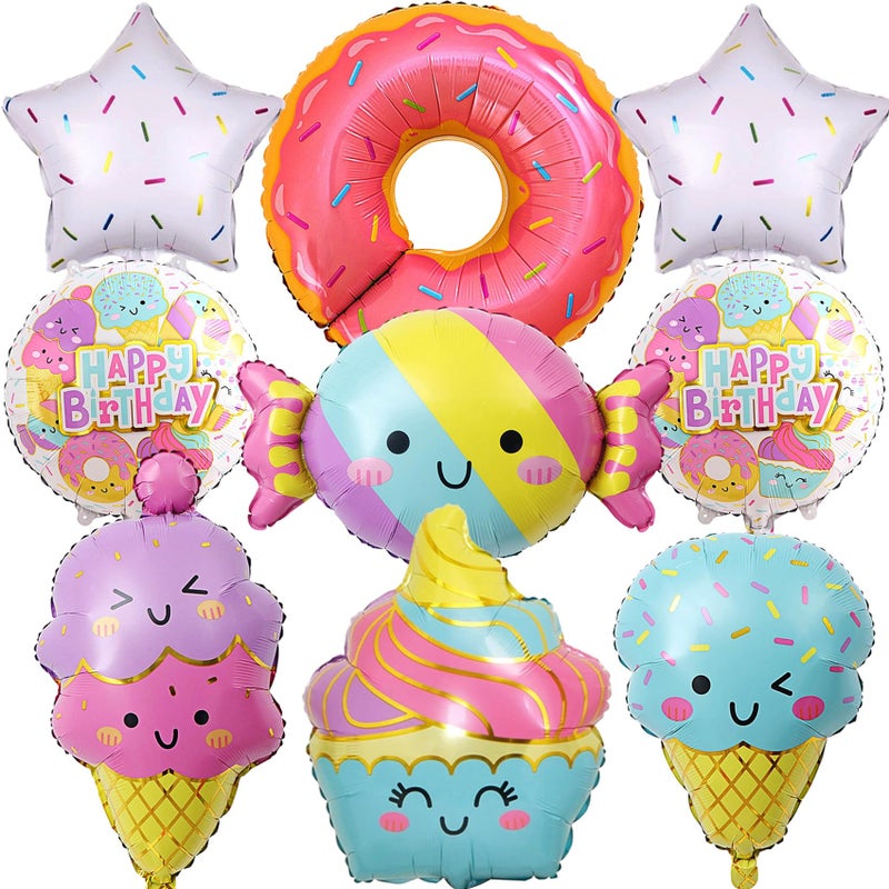KHC-KHF 9PCS IceCreamBalloons Donut Balloon Candy Star Sprinkle Video Game Balloon Birthday Decorations for Boys Girls Party Supply - Image 3