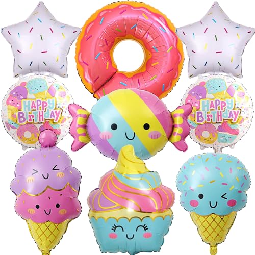 KHC-KHF 9PCS IceCreamBalloons Donut Balloon Candy Star Sprinkle Video Game Balloon Birthday Decorations for Boys Girls Party Supply - Image 1