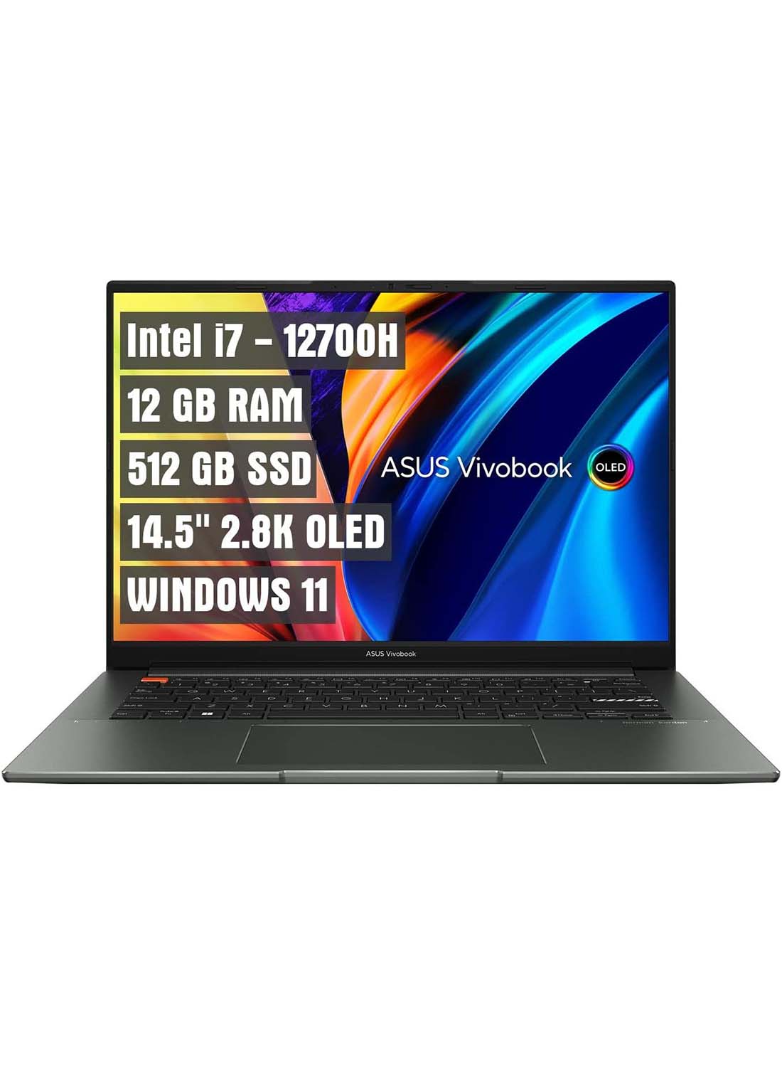 VivoBook 14.5-Inch Intel Evo Platform Laptop, Core i7-12700H Processor/12GB RAM/512GB SSD/Integrated Graphics/Windows 11 English Midnight Black English Midnight Black