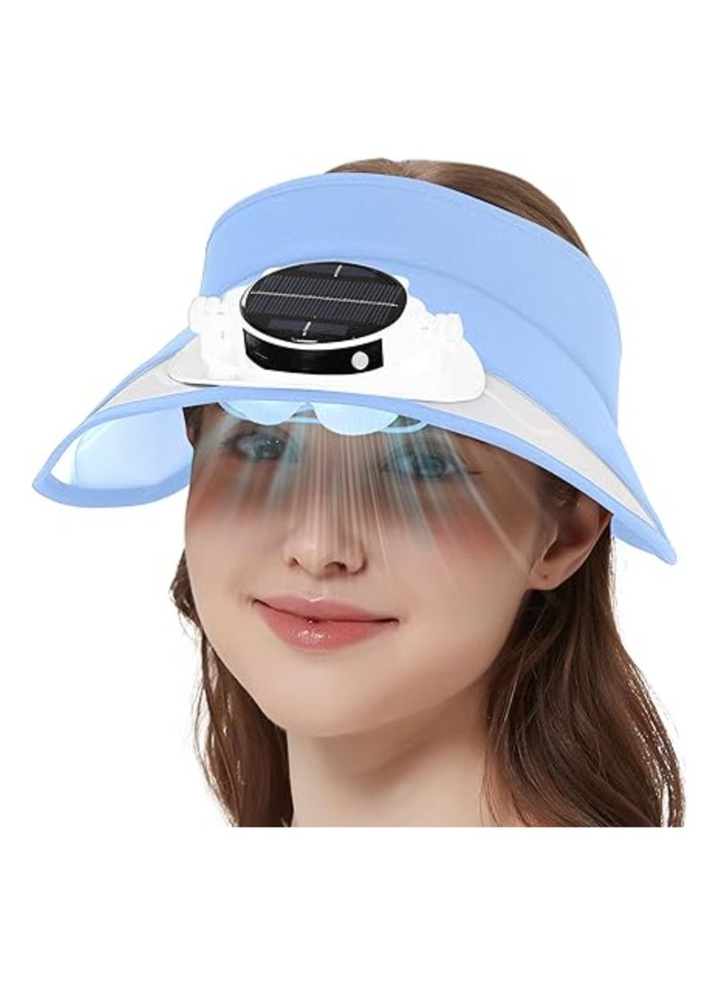 SOLARAE Solar Fan Hat, Sun Visor Hats with Fan, Men and Women Solar Powered Fan Hat, 5 Levels of Fan Speed, 5-10 H Work, Solar and Fan Hat for Fishing, Portable Fan Hat Adjustable Visor for Women Travel - Image 2