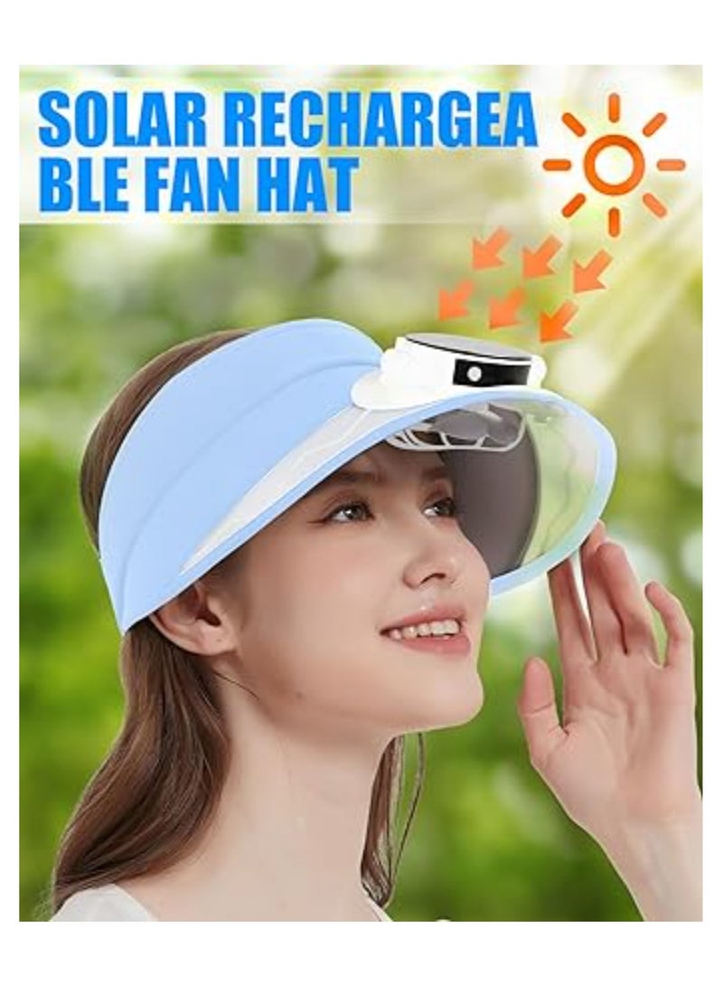 SOLARAE Solar Fan Hat, Sun Visor Hats with Fan, Men and Women Solar Powered Fan Hat, 5 Levels of Fan Speed, 5-10 H Work, Solar and Fan Hat for Fishing, Portable Fan Hat Adjustable Visor for Women Travel - Image 3