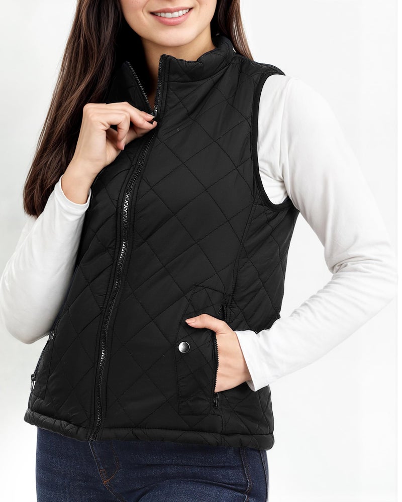 NY Threads Puffer Vest Women Slim Fit Lightweight Stand Collar Quilted Zip Puffer Vest, Small, Black - Image 3