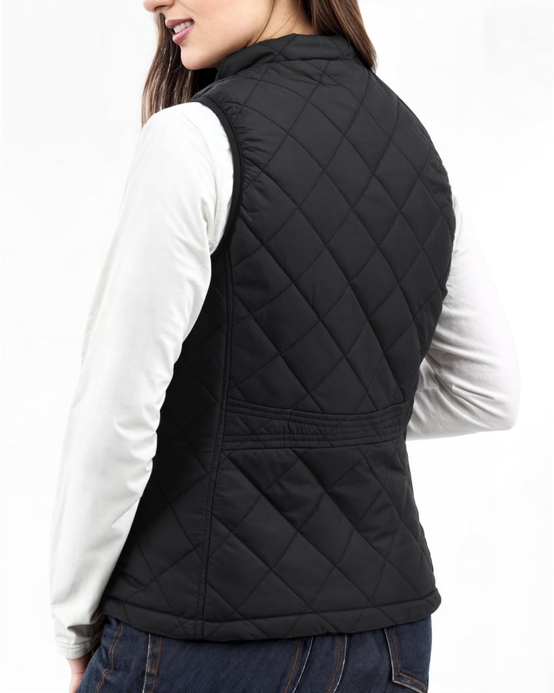 NY Threads Puffer Vest Women Slim Fit Lightweight Stand Collar Quilted Zip Puffer Vest, Small, Black - Image 2