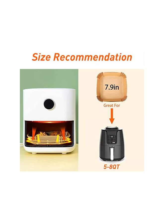 S-TOP 50Pcs Air Fryer Disposable Paper Liner, Air Fryer Liners Square, Baking Paper for Air Fryer Water-proof,Parchment Paper for Baking Roasting Microwave,7.9 inch/20cm,Square - Image 2