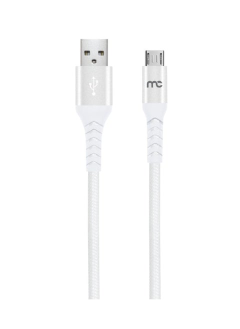 USB A TO MICRO USB CHARGE AND SYNC BRAIDED CABLE 1.2M WHITE