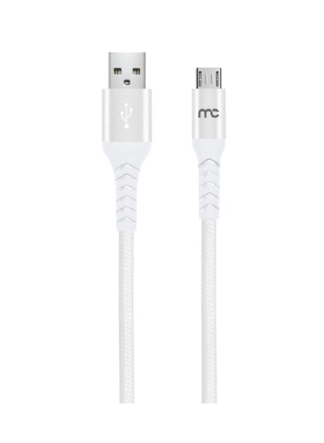 USB A TO MICRO USB CHARGE AND SYNC BRAIDED CABLE 1.2M WHITE