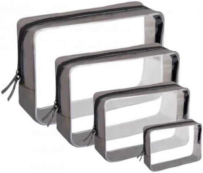 YILANJIN Transparent 4pcs Waterproof Cosmetic Bag, Transparent Travel Wash Bags, Toiletry Bag, Makeup Bag Pouch, Travel Bag, Cosmetic Bags Set, Makeup Bag for Men, Women - Image 2