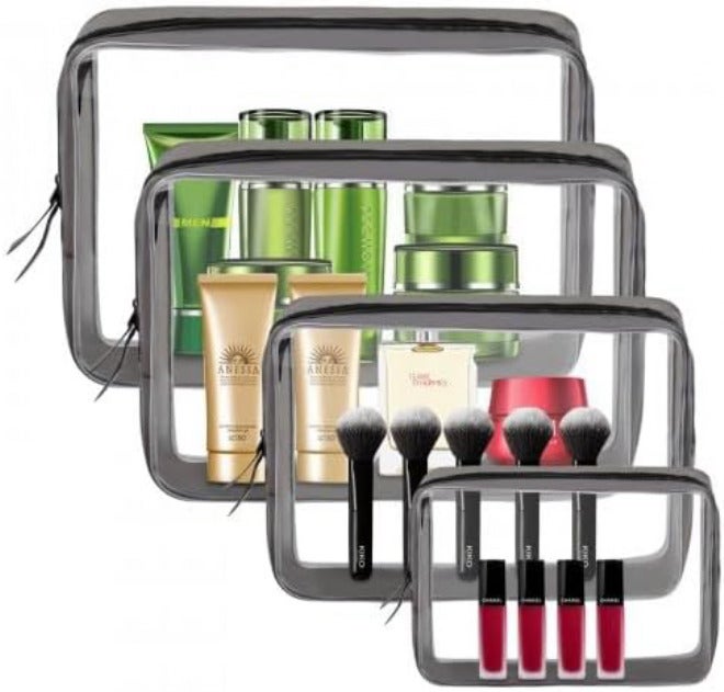 YILANJIN Transparent 4pcs Waterproof Cosmetic Bag, Transparent Travel Wash Bags, Toiletry Bag, Makeup Bag Pouch, Travel Bag, Cosmetic Bags Set, Makeup Bag for Men, Women - Image 4
