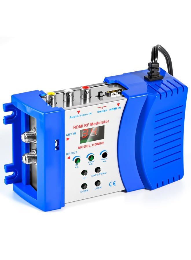 RQG محول HDMI إلى RF، محول AV إلى RF بتردد VHF UHF، محول HDMI CVBS RCA إلى RF، لتنسيق تلفزيون PAL NTSC، لتبديل الصوت والفيديو في التلفزيون المنزلي، موصلات أنثوية F - Image 1