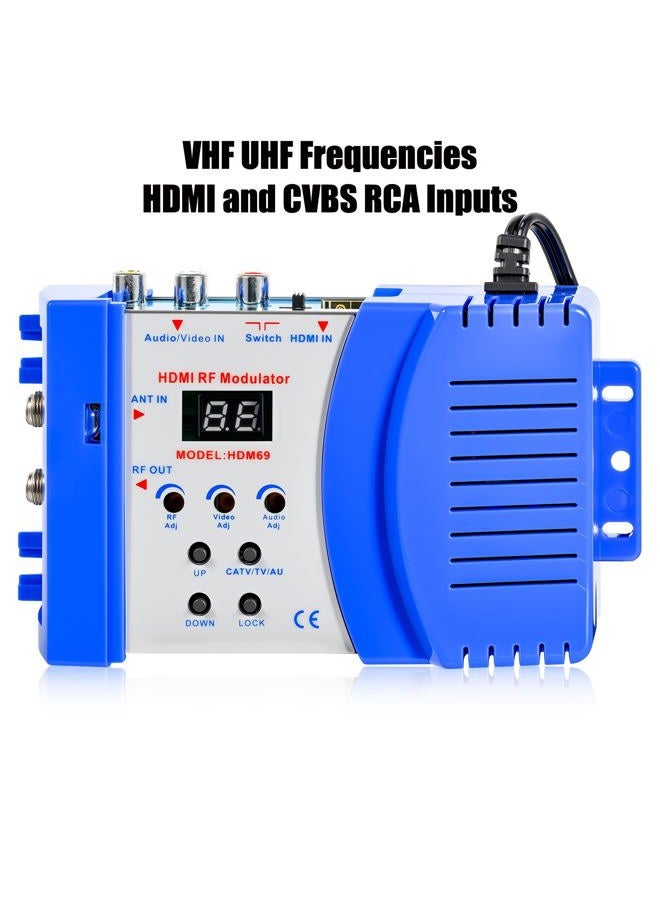 RQG محول HDMI إلى RF، محول AV إلى RF بتردد VHF UHF، محول HDMI CVBS RCA إلى RF، لتنسيق تلفزيون PAL NTSC، لتبديل الصوت والفيديو في التلفزيون المنزلي، موصلات أنثوية F - Image 2