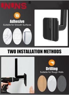 UNUNS Hat Rack For Hat Storage,6-Pack Multi-Purpose Hat Organizer,Strong Adhesive Hat Hooks For Wall Hat Organizer Baseball Caps,Black  - Image 3