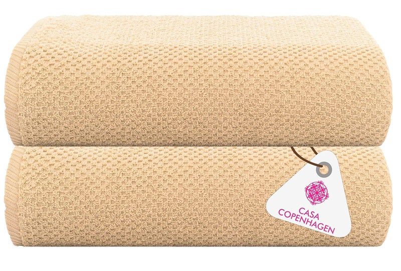 Casa Copenhagen - Egyptian Cotton Popcorn2 Pcs Hand Towel (40 X 60 cm) Colour : Beige - Image 1