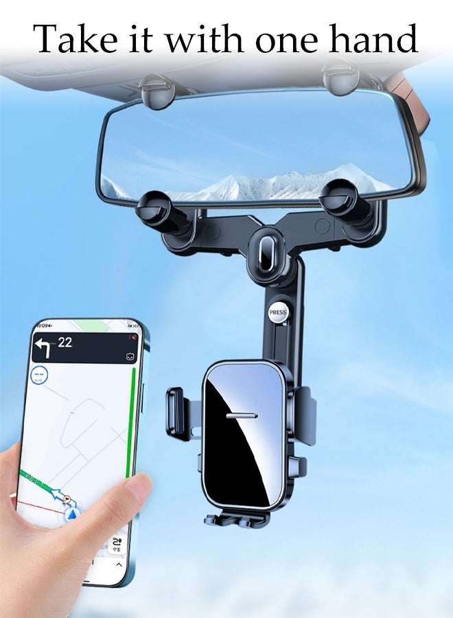 DUNISO Rear View Mirror Car Phone Holder Rotating Fixed Car Phone Anti Slip Holder Stand Freely Adjustable Mobile Phone Holder Adjustable Flexible Arm Multi Functional Phone Durable Bracket - Image 3