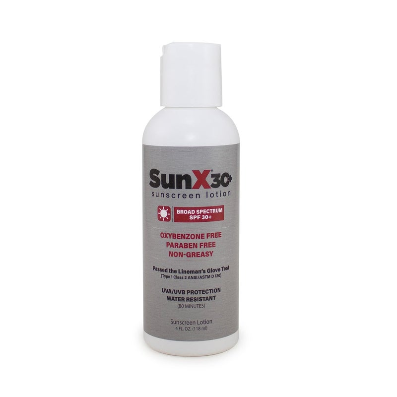 CoreTex Sun X 30+ SPF Broad Spectrum Sunscreen Lotion - 4oz Bottle of Paraben, Oxybenzone, Octinoxate, & Oil Free Sunscreen - No White Cast and Water & Sweat Resistant Up to 80 Minutes