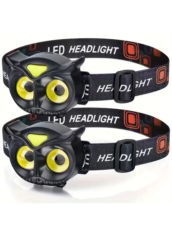 2pcs Owl Headlamp Cute Hands Free Headlight With Ears For Night Running Camping - Image 1