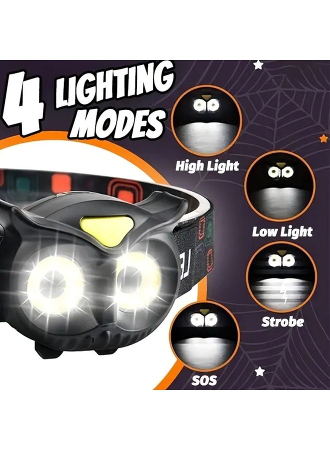 2pcs Owl Headlamp Cute Hands Free Headlight With Ears For Night Running Camping - Image 5