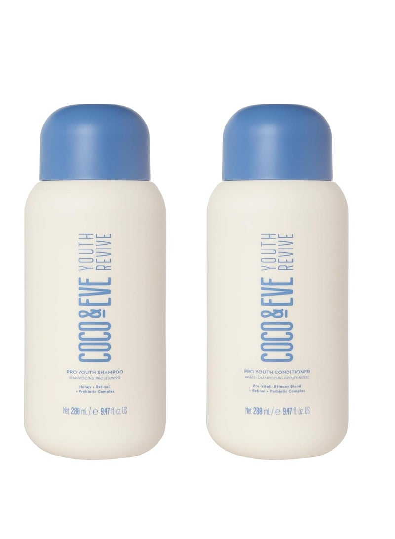 COCO & EVE Coco & Eve Pro Youth Shampoo & Conditioner. For Strength, Shine, Volume and Healthy Scalp. With Honey, Retinol, Prebiotics. (9.47 fl oz / 280 ml)  - Image 1