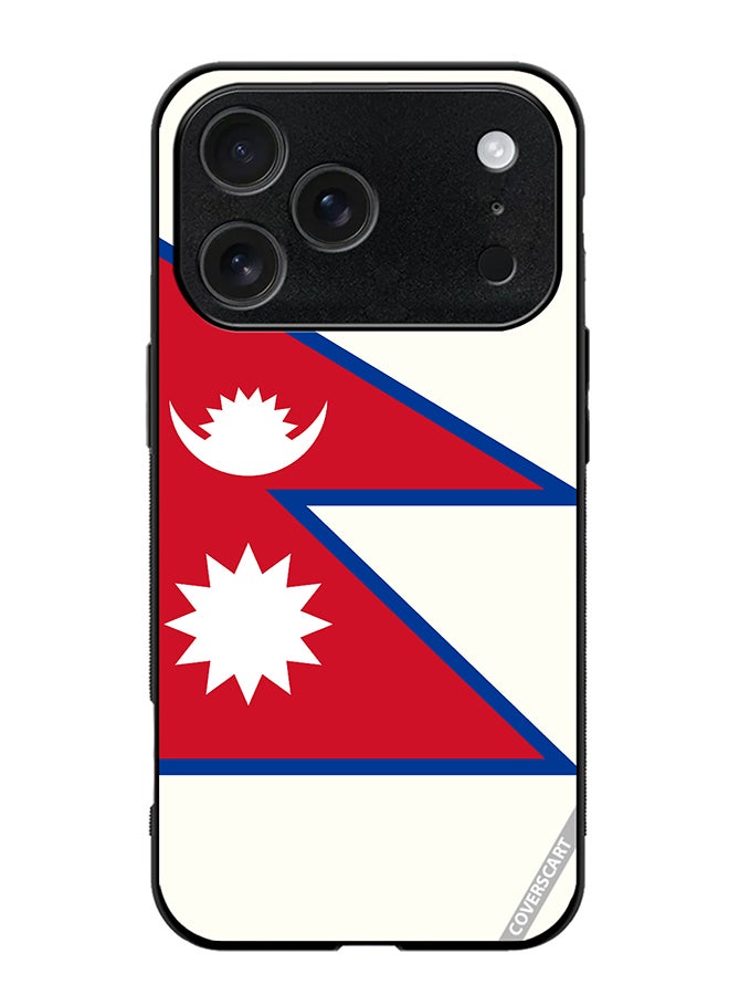 Protective Case Cover For Apple iPhone 17 Pro Max Nepal Flag Design Multicolour