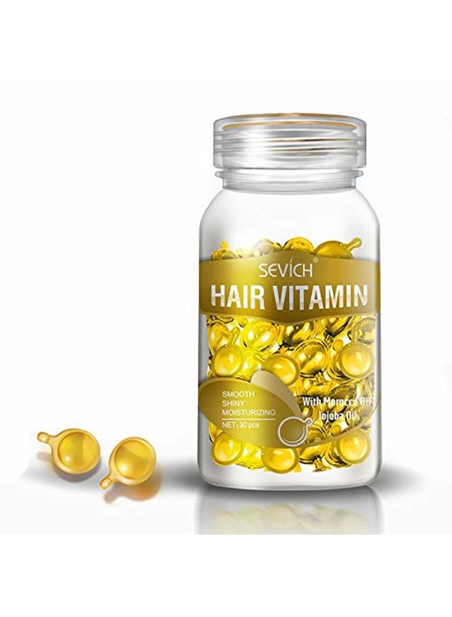 Sevich Gold Hair Growth Capsules with Moroccan & Jojoba Oils - 30 Caps | Frizz Control & Scalp Nourishment | Vitamin-Rich Serum for Thinning Hair - Image 1