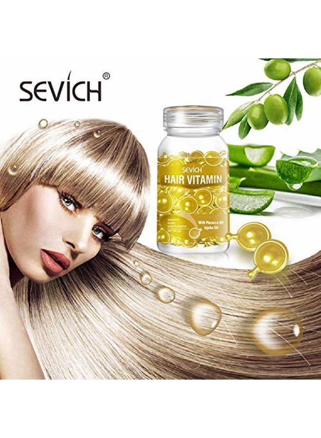 Sevich Gold Hair Growth Capsules with Moroccan & Jojoba Oils - 30 Caps | Frizz Control & Scalp Nourishment | Vitamin-Rich Serum for Thinning Hair - Image 3