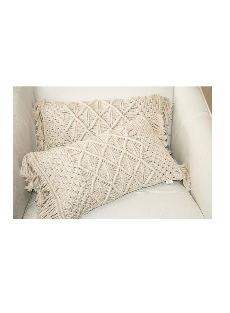 انتيكيانو أغطية مكرمية بوهو للخداديات الديكورية، مجموعة من 2 كيس خدادية  30 × 50 سم - Image 1