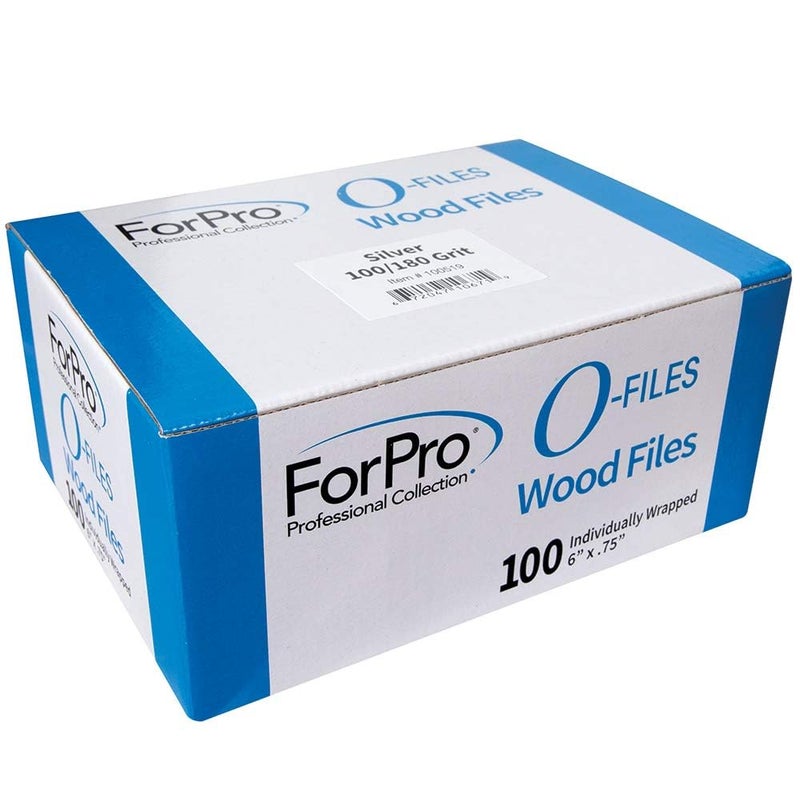 ForPro Professional Collection ForPro O-Files Wood Board, 100/180 Grit, Silver, Double-Sided Manicure & Pedicure Nail Files, 6â€ L x .75â€œ W, 100-Count - Image 2