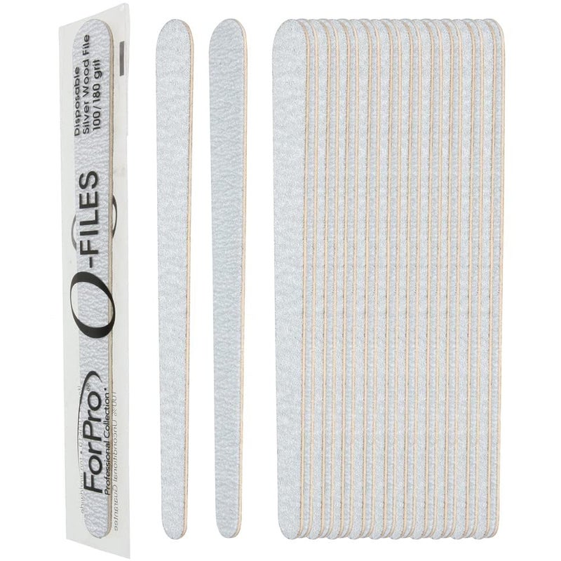 ForPro Professional Collection ForPro O-Files Wood Board, 100/180 Grit, Silver, Double-Sided Manicure & Pedicure Nail Files, 6â€ L x .75â€œ W, 100-Count - Image 3