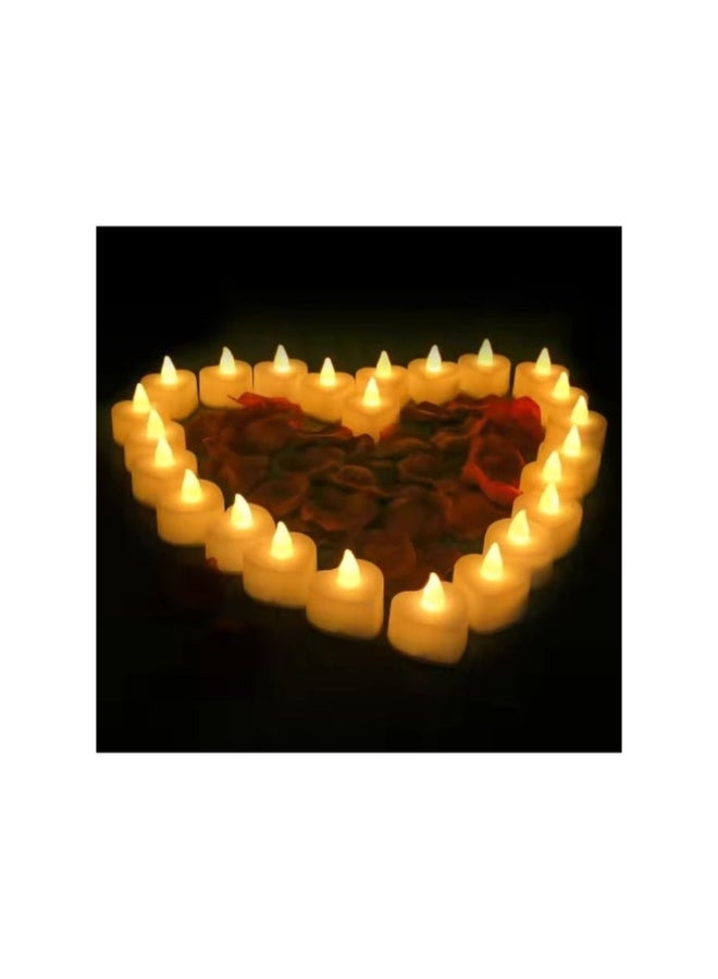 أكاليكس 24 شمعة على شكل قلب بلون أبيض دافئ تعمل بالبطارية - Image 1