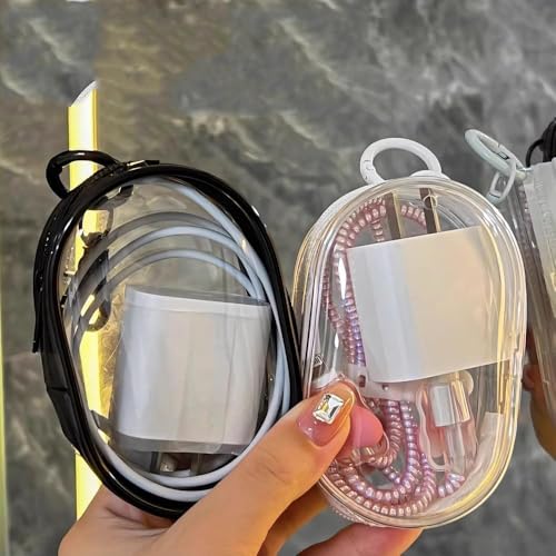 VNJ ACCESSORIES Transparent Cable Storage Bag for Charger and Charging Cable with Locking Hook for i-Phones,Samsung,oneplus,Oppo,vivo,MI Mobiles(Black) - Image 3