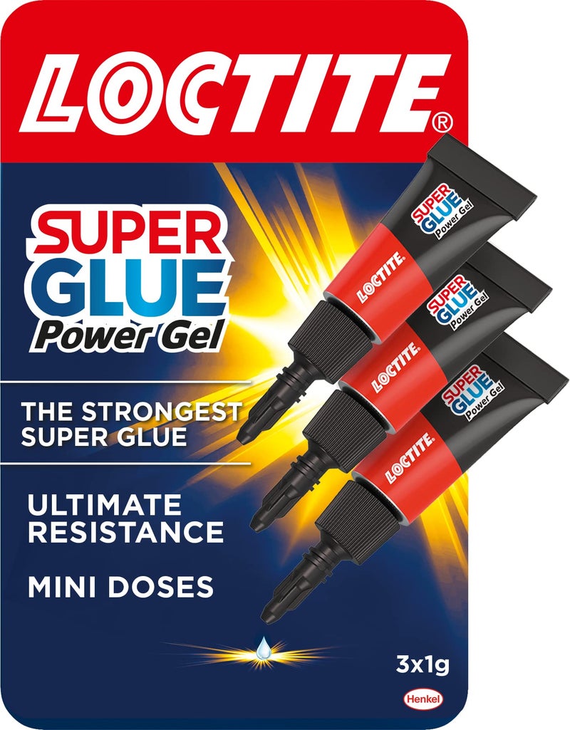 Loctite Mini Trio Power Gel Super Glue for Repairs - All Purpose Adhesive Compatible With China, Rubber, Wood, Metal, Plastic - Clear, Transparent Gel Formula With Anti-Clog Cap - 3 x 1g - Image 2