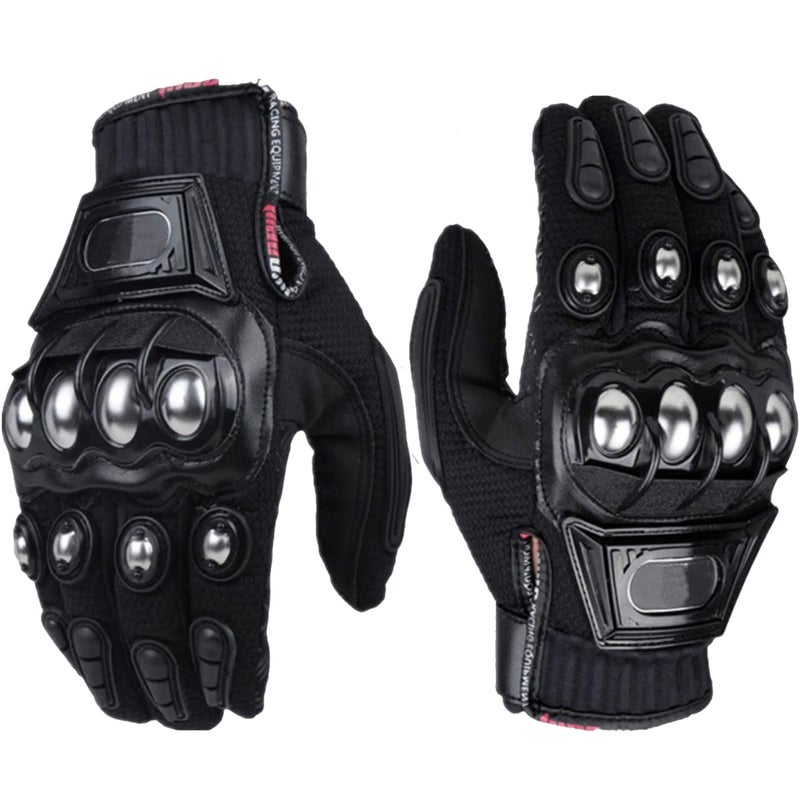 JIEKAI Outdoor Glove Steel Knuckle Motorcycle Motorbike Powersports Safety Gloves (BLACK, X-Large) - Image 1
