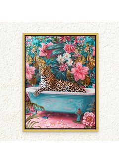 Art Decor Art Decor Framed Canvas Wall Art of Colorful Leopard Pop Art Portrait Wild Animal Floral and Foliage Art Print Wall Décor for Office Home Living Room Bedroom Gifting  - Image 1