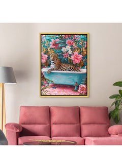 Art Decor Art Decor Framed Canvas Wall Art of Colorful Leopard Pop Art Portrait Wild Animal Floral and Foliage Art Print Wall Décor for Office Home Living Room Bedroom Gifting  - Image 2