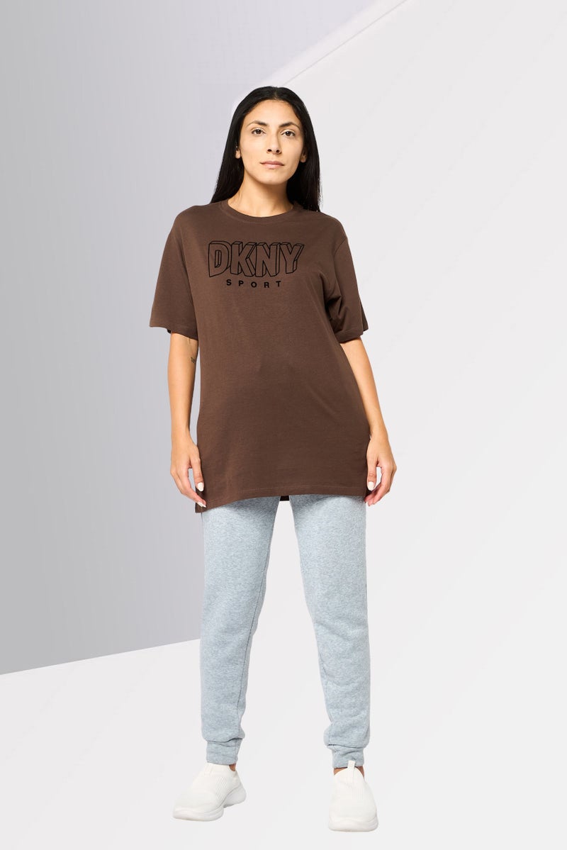 DKNY Sport Women Sportswear Fit Short Sleeve Outdoor T-Shirt, Brown - Image 2