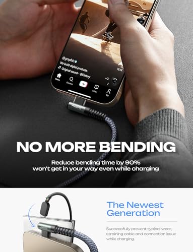 AINOPE USB C to USB C Cable 60W 2Pack 6.6ft Nylon for iPhone 17 Pro Max Charging Cable Type C Charger Fast Charging Cord Right Angle USBC to USBC for iPhone 17 16 Pro Max Accessories Samsung S25 iPad - Image 3