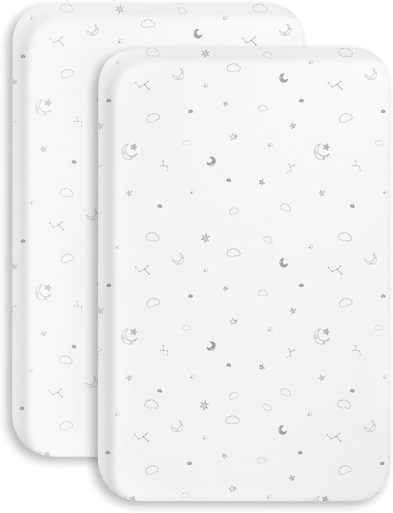 Papablic Bassinet Sheets 2 Pack for 2 in 1 Breathable Mesh Baby Bassinet 33 x 216 Baby Bassinet Sheets 100 Cotton Bedside Bassinet Sheets Soft Breathable Bassinet Mattress Sheets Grey - Image 1