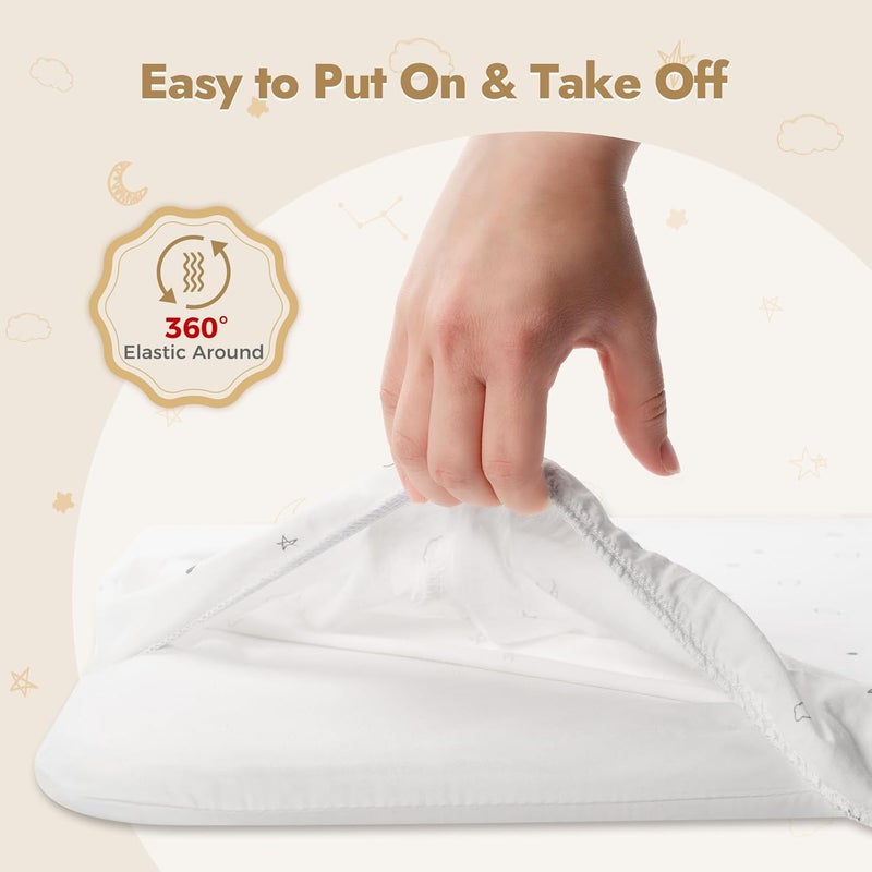 Papablic Bassinet Sheets 2 Pack for 2 in 1 Breathable Mesh Baby Bassinet 33 x 216 Baby Bassinet Sheets 100 Cotton Bedside Bassinet Sheets Soft Breathable Bassinet Mattress Sheets Grey - Image 5