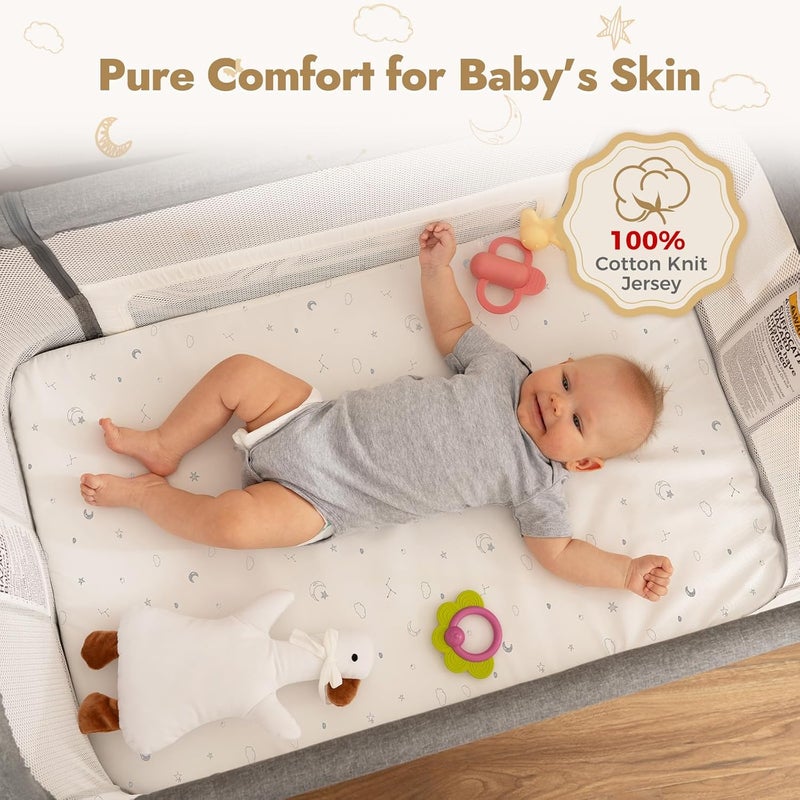 Papablic Bassinet Sheets 2 Pack for 2 in 1 Breathable Mesh Baby Bassinet 33 x 216 Baby Bassinet Sheets 100 Cotton Bedside Bassinet Sheets Soft Breathable Bassinet Mattress Sheets Grey - Image 3